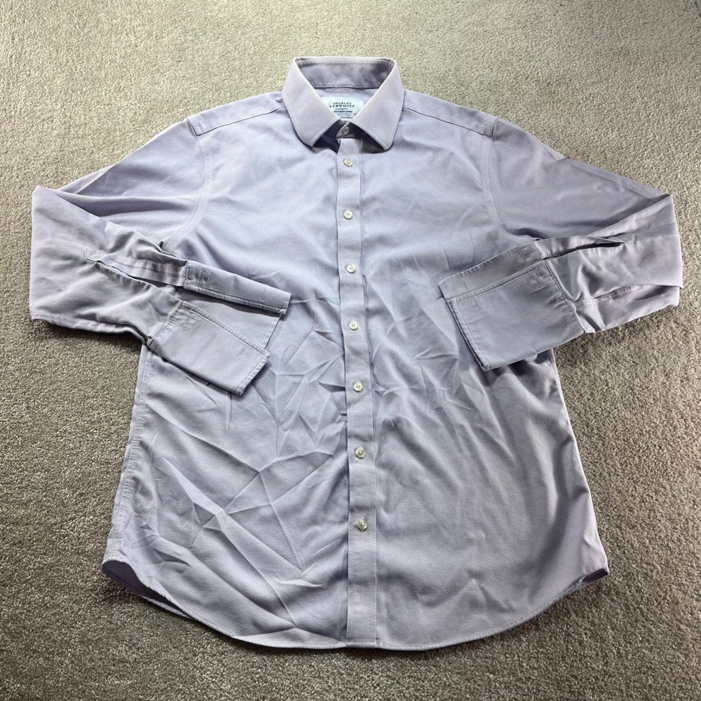 Charles Tyrwhitt Dress Shirt Mens 16.5/33 Gray Non Iron Slim Fit Long Sleeve